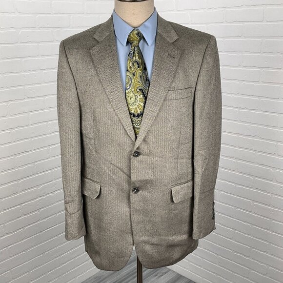 Jos A Bank Blazer Men‎ 40R Brown Herringbone Signature Classic Silk Camel Hair - Picture 1 of 12